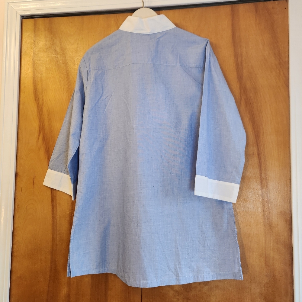 Crab & Cleek Women's Nautical Cotton Tunic in Light Blue $150 NWT - Picture 3 of 9